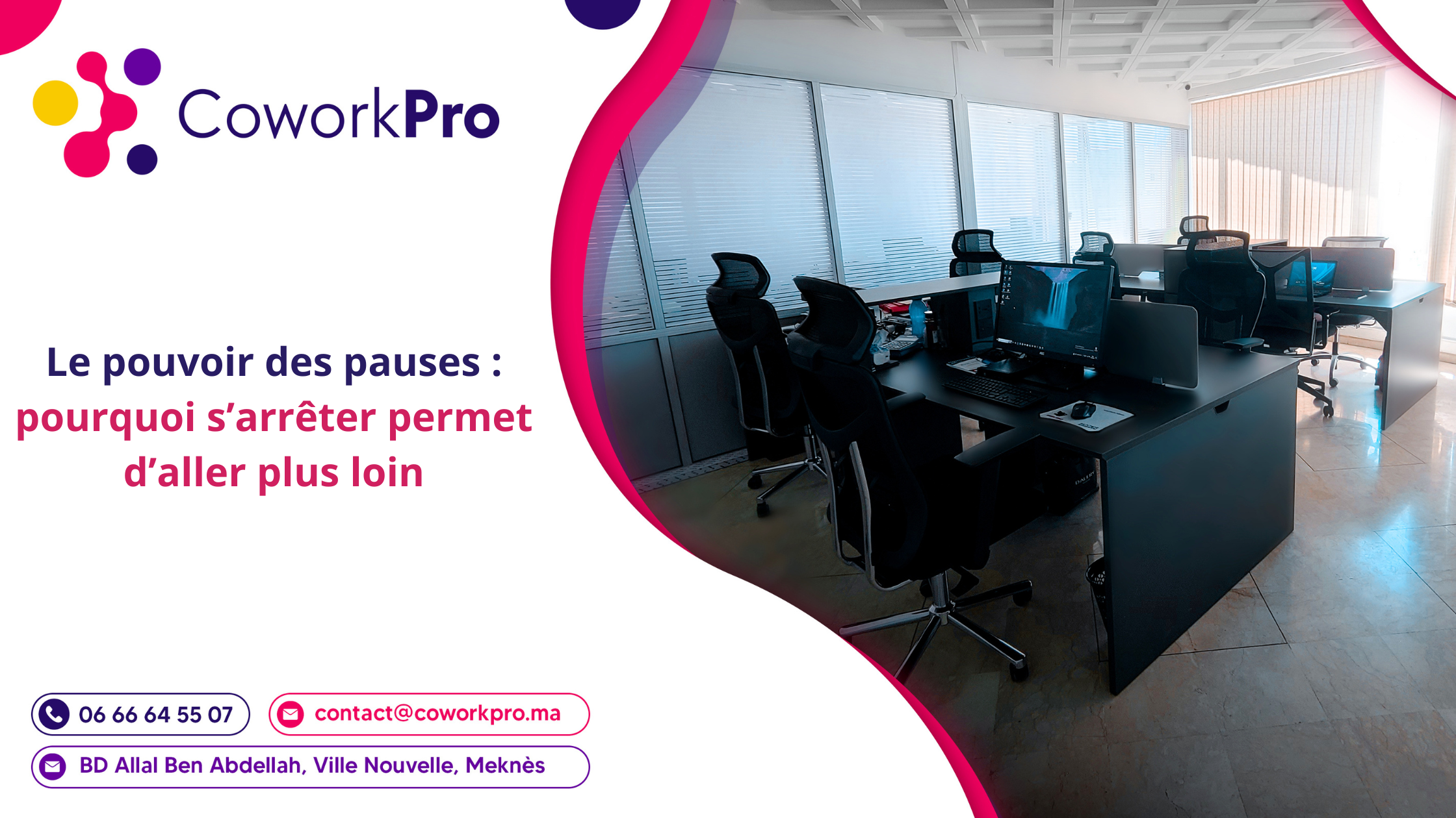 Pause au travail dans un espace de coworking à Meknès améliorant productivité et bien-être